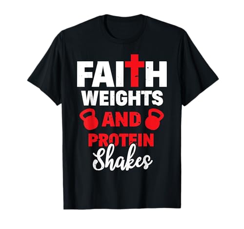 Faith Pesas y batidos de proteínas divertido entrenamiento gimnasio Camiseta
