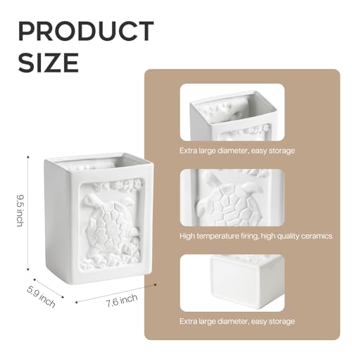 Image of Small Bathroom Trash Can - 1.85 Gallon Wastebasket Garbage Can Container Bin for Kitchens, Bathrooms, Laundry Room, Offices (Square /White)