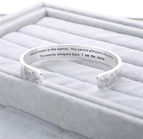 Inspirational Bracelets I Am The Storm Bracelet Stainless Steel Personalized Gift for Her Engraved Mantra Cuff Bangle Birthday Gift for Women Grils Mom Daughter (I Am The Storm Bracelet Bright Silver) - Image 2