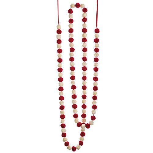 all 85 Inch Long Pom Pom Garland - Red and White - Christmas and Holiday Decor - 7 Foot Garland