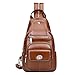 Over Earth Genuine Leather Sling Bag for Women Men Small Causal Crossbody Purse Chest Backpack(O212E Brown)