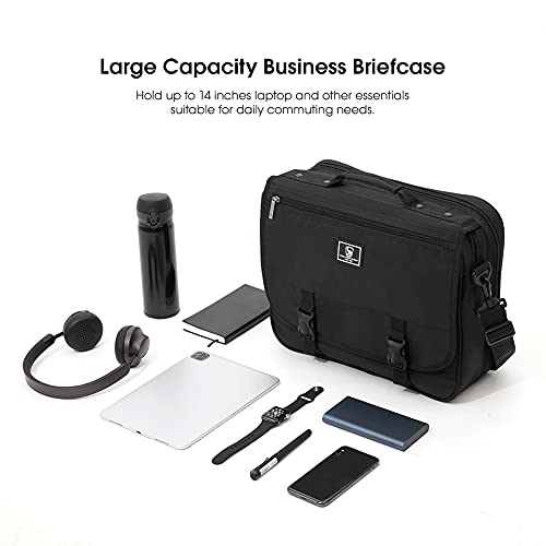 OIWAS Briefcase for 14 Inch Laptop, Messenger Bag for Men Crossbody School Satchel for Boys Multi Pockets Large Capacity Bag with Removable Shoulder Strap3