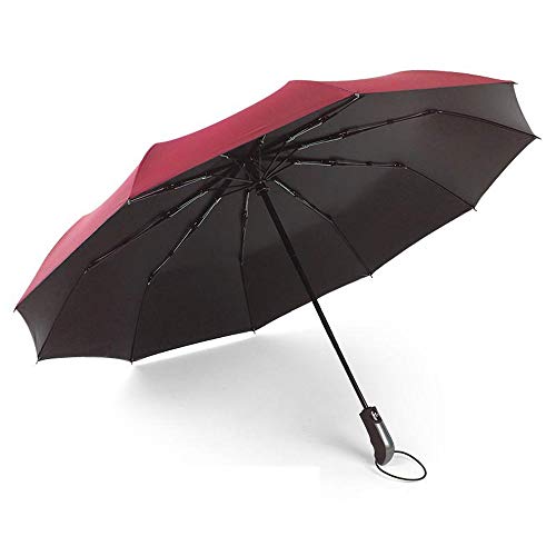 Entièrement Automatique Umbrella, Coupe-Vent en Plastique Noir Pliant Parapluie, Parapluie d'affaires for Les Hommes et Les Femmes (Color : Red) Cover