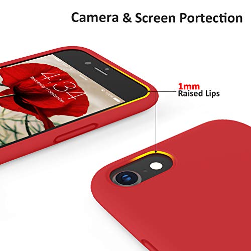 Surphy Silicone Case Compatible With Iphone Se Case (Se 2022 Case Se 3, Se 2020), Iphone 8 Case, Iphone 7 Case, Liquid Silicone Phone Case With Microfiber Lining (Red) #TOP4