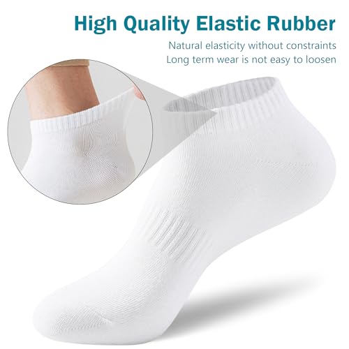 DOKUTOKU 6-Pairs Womens Ankle Socks Size 9-11 Thick Cotton White No Show Invisible Socks2