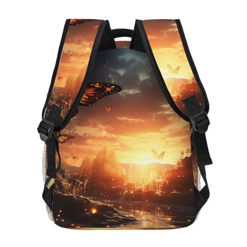 Casual Backpack for Women Men Butterflies Flying Around the Sun Lightweight Daypack Large Capacity Nurse Bag4