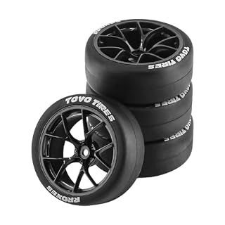 F Fityle jeu de 4 jantes et pneus 1/10 moyeu 12 mm noir