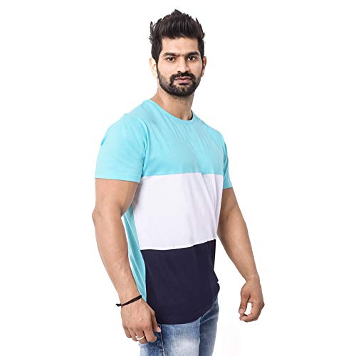 Image of WYC Men's Classic Fit T-Shirts /Cotton T-Shirts for Mens /Colorblock Tshirt /Half Sleeves T Shirt /Round Neck Tshirt for Mens & Boys-Combo