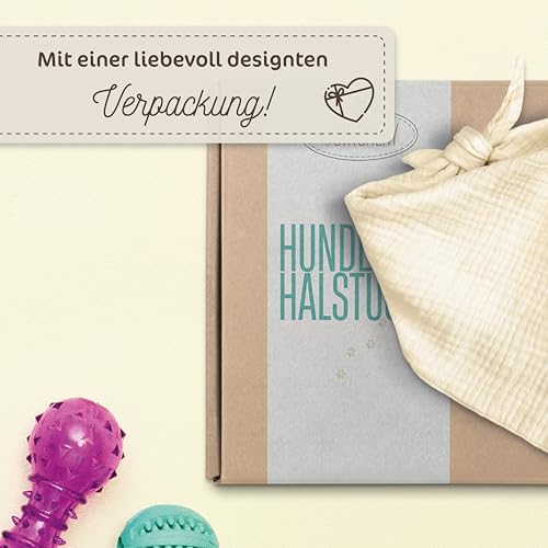 Hundehalstuch, Oeko-TEX® Standard 100 - Hunde Halstuch als Geschenk für Hundeliebhaber (Beige)