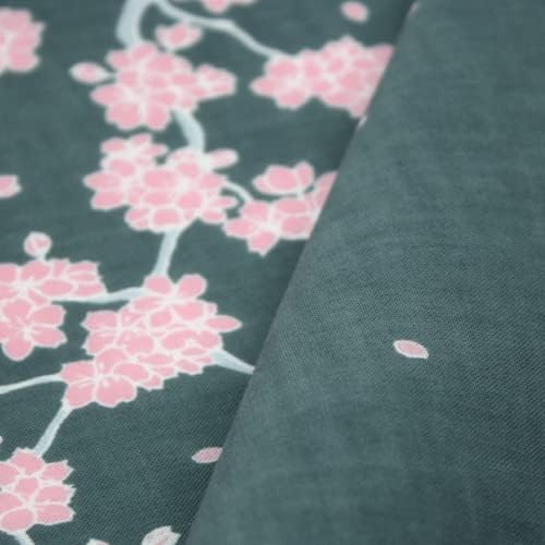 染の安坊 Anbo Tenugui Hand Towel, KAWARA, Skeleton and Cherry Blossom, 100% Cotton, Made in Japan, 13.8 x 39.4 inches