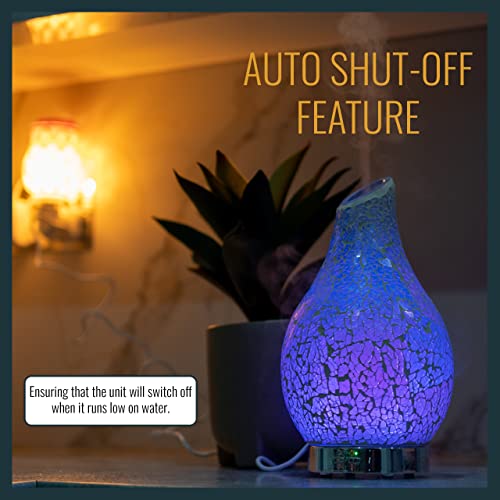 Aroma Haven S1 Essential Oil Diffuser Electric | 120ml Mosaic Ultrasonic Scent Ceramic Diffusers | Aromatherapy, Home Decor Office | LED 7 Lights, Auto Shut-Off, Air Humidifier (Round Rose Gold)