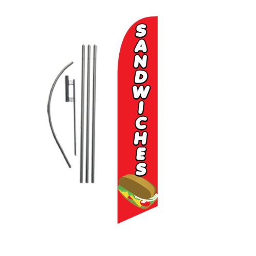 Sandwiches Restaurant Advertising Feather Banner Swooper Flag Sign With Flag Pole Kit And Ground Stake #TOP18
