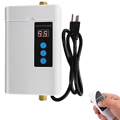 Tankless Electric Water Heater 110V 3000W Under Sink On Demand Instant Hot Water Heater for Kitchen Bathroom Washing (White)