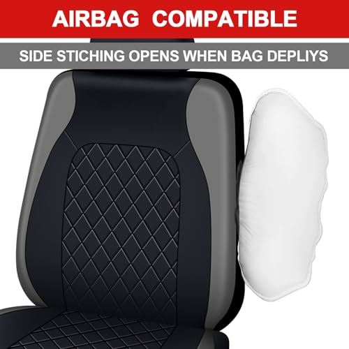 Image of AUTOFAN Premium Universal Pu Leather Car Seat Covers - Front Seats, Airbag Safe, Water-Resistant Durable Vinyl, Fits 95% of Cars, Trucks, SUVs, Sedans (Gray)