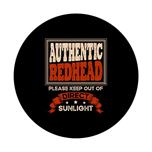 Authentic redhead please keep out of direct sunlight ginger PopSockets Swappable PopGrip, Black - Image 3