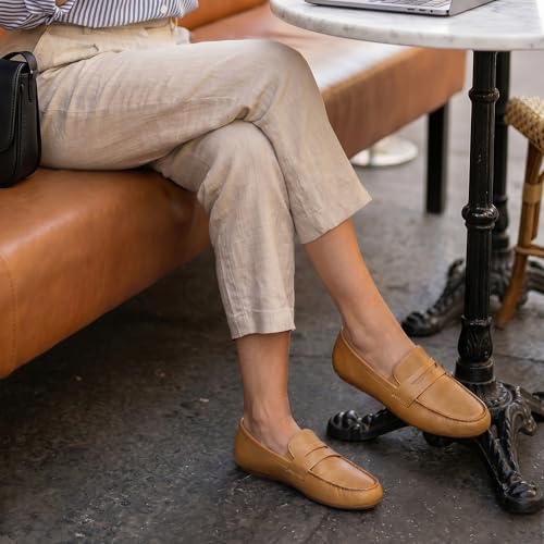 Image of Ecetana Women's Loafers Comfortable Slip-On Business Casual Work Flats | Cushioned & Lightweight Non Slip Penny Loafers for Office Driving Daily Commutes Dressy - Long Hours of Standing Walking