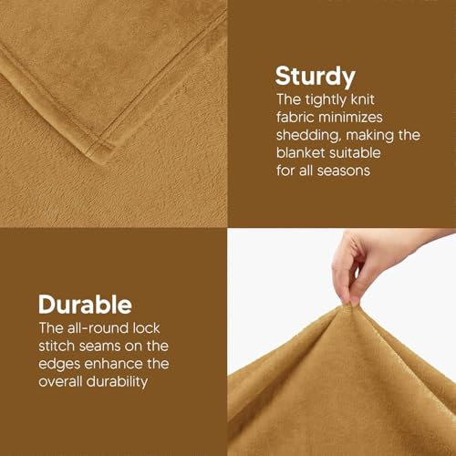 Image of Cotton Bolls Textiles Cozy Plush AC Blanket for Single Bed, Lightweight All Season Blanket, Ultra Soft Blanket for AC Room, Mild Winter, Can Be Used as Bedsheet in Winter, 90x90 Inches, Brown