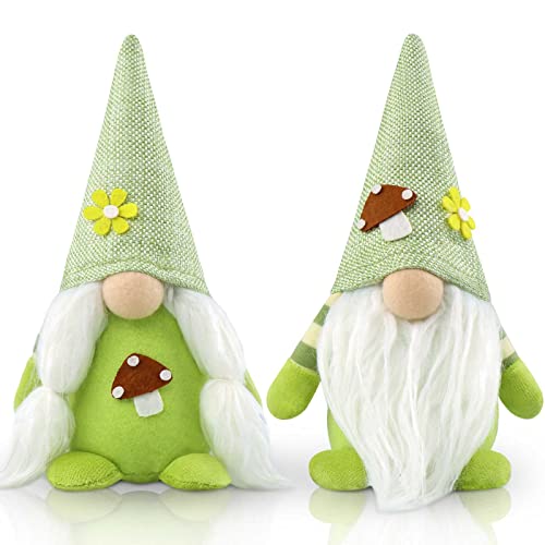 Godeufe 2Pcs Frühlingspilz Wichtel GNOME Plüsch Handgemachte Frühlingsblumen Dekoration Skandinavische Tomte für Tiered Tray Party Bauernhaus Home Tischdekoration Cover