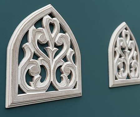 Image of DE KRAFTSMAN Wall panels, CARVED STYLE set of 3 wall decor handcarved antique wall panel decor 24X8 inch (Frost White color) (WHITE BROWN ONIKARA 3)