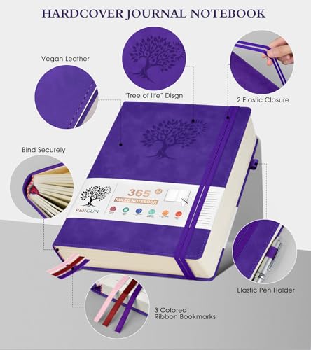 Carnet de notes couverture rigide 365 pages grand journal ligné A4 cuir - 3