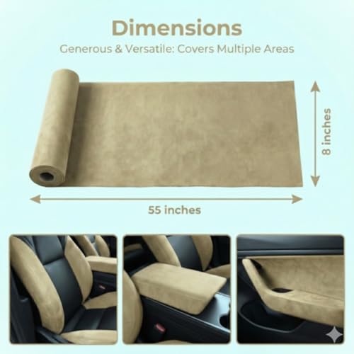 Image of Suede Fabric Wrap - Self Adhesive Film Sticker 8 x 55 Inches Silky Decal Sheet for Car Interior Furniture Upholstery DIY Elastic Stretch Peel and Stick Beige