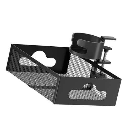 Plateau de rangement pour bureau adhésif et support de gestion des câbles noir
