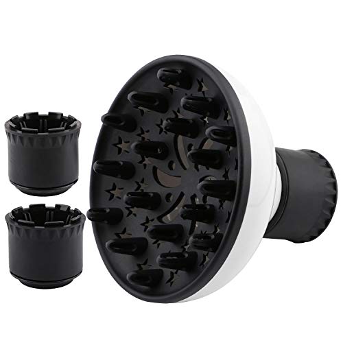 Sdootbeauty Hair Diffuser for Curly Hair, Hair Diffuser Attachment Blow Dryer Diffuser with 2 Nozzles Diameter 1.5 to 2.3 Inch, White