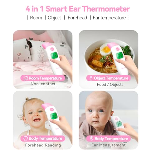 Snomd Termómetro de fiebre sin contacto por infrarrojos para orejas y frente, termómetro digital para oído sin contacto, termómetro médico infrarrojo para bebé - imagen 3