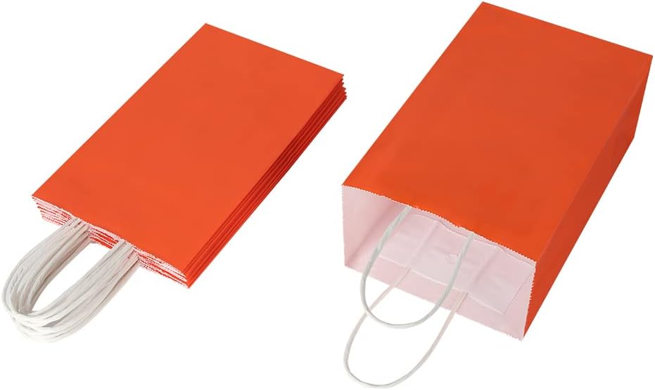 Each 100 Pack Small Orange & Purple Kraft Paper Gift Bags with Handles Bulk
