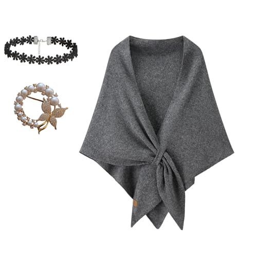 2026 Pashmina Shawl Wraps Women Knitted Shawls And Wraps For Women Cardigan Cape Poncho Shawl Shawl Scarf (gray)