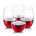 Vinostar Stemless Wine Glasses -100% Tritan- Premium Quality Glassware -BPA Free , Shatterproof , Unbreakable Plastic Crystal Clear Wine Tumbler Glasses- Dishwasher Safe -16 Oz- Set of 4 in a Gift Box