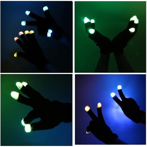 Guantes de dedo iluminados con efectos intermitentes de luces LED 6