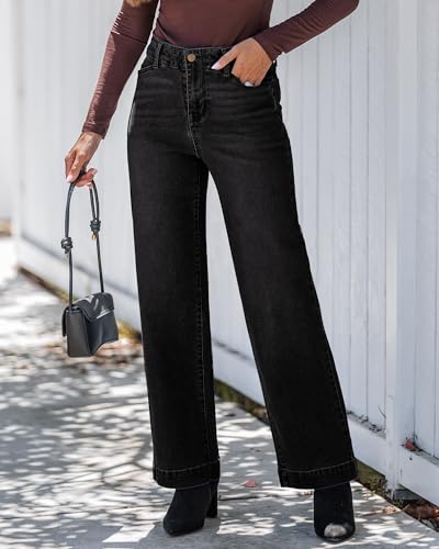 GRAPENT Wide Leg Jeans Woman High Waisted Trendy Stretchy Denim Pants Classic Trouser Jeans with Slash Pockets2