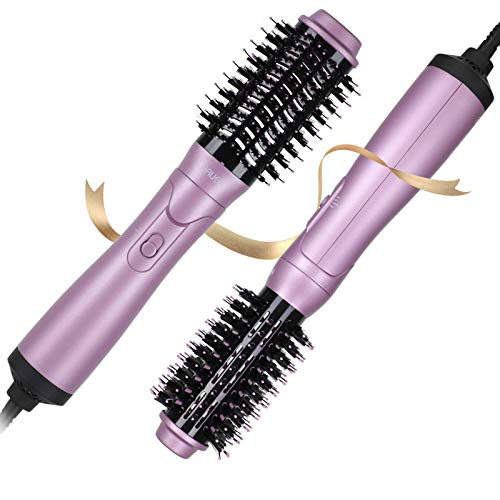 HAUEA Hair Dryer Brush, Hot Air Brush Blow Dryer & Volumizer, Curler Combo, Anti-Scald Negative Ion Hair Straightener Brush, Low Noise Design (Purple)