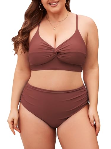 ZAFUL Womens Plus Size Bikini Twist High Waisted Bikini Sets Push Up Bikini Swimsuits Tummy Control 2 Piece Bathing Suit2