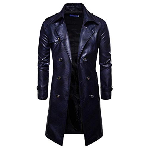 Moda para Hombre Traje De Gabardina Cuero PU Larga Mode De Marca...