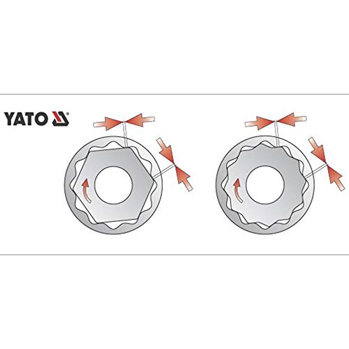 Image of Yato YT-1275 Bihexagonal Socket of Size 13mm & Length 38mm Suitable for 1 /2 inch drive Socket Wrench Set |DIN3121 CrV Chromium Satin Plated Steel|Socket Tool Box|Use: Mechanical Tools|Industrial tool inch