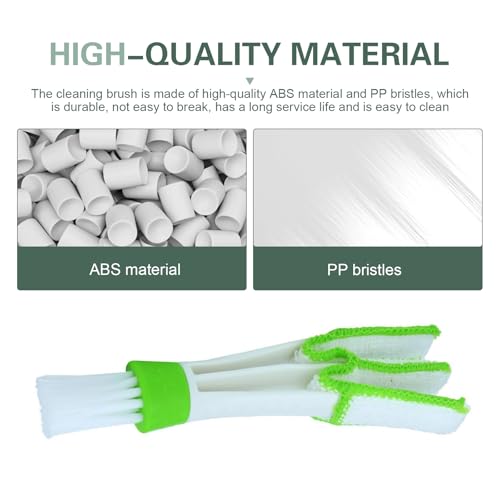 Zehiony 3PCS Mini Duster for Car Air Vent, Dual-Ended Soft Microfiber Washable Reusable Brush Heads, Cleaning Tool for Blinds, Keyboards, Air Conditioning Vents, and Fans (Green)