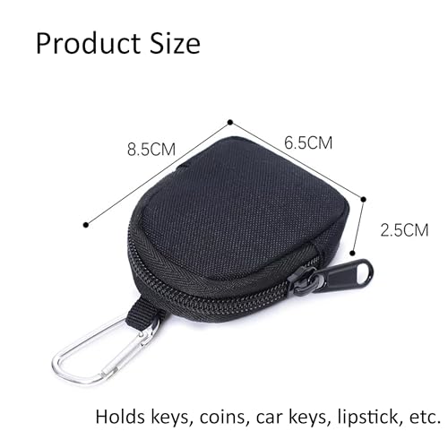 Coin Purse with Zipper, Change Purses Small Organizer Bags Canvas for Home, Coin Purse Keychain Pockets for Waist Pack (Black)2
