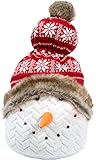 Pavilion - Merry - 20 Inch Christmas Holiday Snowman with Plaid Hat Door Stopper