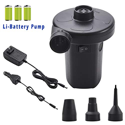 Lihebcen Rechargeable Electric Air Pump, Portable Air Pump Inflator & Deflator with 3 Nozzles, Perfect Air Pump for Air Beds, Air Mattresses, Pool Toys & Inflatable