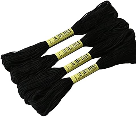 240PCS Cross Stitch Thread Embroidery Floss Skeins Hand Sewing Threads DIY Craft Needlework Sewing Tool (Black)