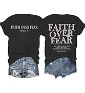 AMWIPE Faith Over Fear Shirt Womens Christian Tshirts Religious Sayings Tees Vintage Bible Verse ...