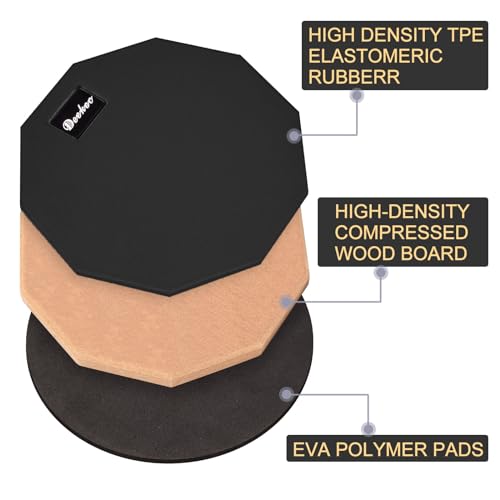 Silent drum practice pad double face 20,3 cm vert avec baguettes