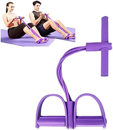 21 Fitness Resistance Bands-4 Tube Pedal Ankle Puller - 2023 New Sit up Leg Stretch Rope Exercise Bands with Handles, Stretching Workout Fitness Bands for Arm Weights Exercise Equipment (Purple)
