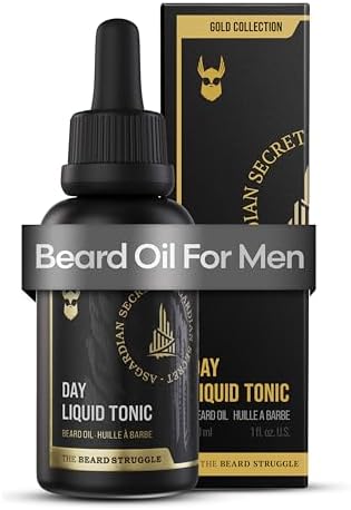 The Beard Struggle - Day Liquid Tonic Beard Oil - Gold Collection, Asgardian Secret - Beard Oil for Men - Moisturize, Softens Hair, Reduces Itch - Day Time Beard Growth Oil (1 Fl oz)