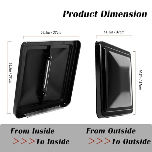 Image of 2 Pack 14 inch Universal Roof Vent Cover Vent Lid Replacement for RV, Trailer, Camper, Motorhome Roof Vent Cover Black
