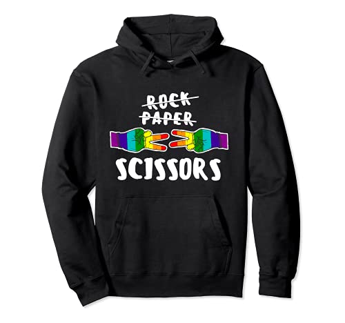 Rock Paper Scissors LGBT-Q Gay Pride Proud Ally Rainbow Flag Sudadera con Capucha