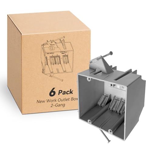 Double Gang Electrical Box New Work, 32 cu.in, UL Listed, 6-Pack