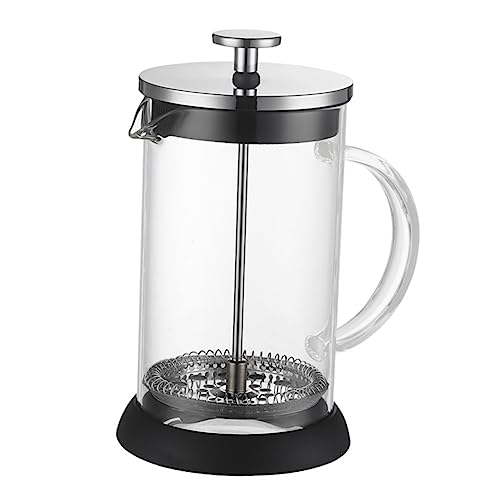Mikinona Edelstahl Kaffeepresse Mit Hitzebeständigem Glas Teefilter Teekanne Mehrzweckfilter Für Kaffee Und Tee Haushalt Schwarz
